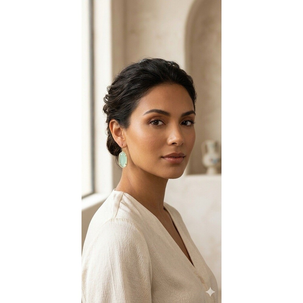 Kendra Scott Elle Chalcedony Green Gold Small Drop Earrings